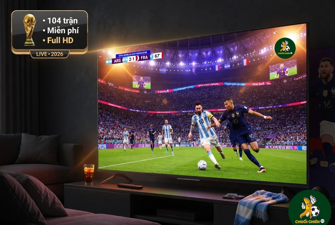 Chuối Chiên TV phát sóng World Cup 2026 toàn bộ 104 trận miễn phí Full HD