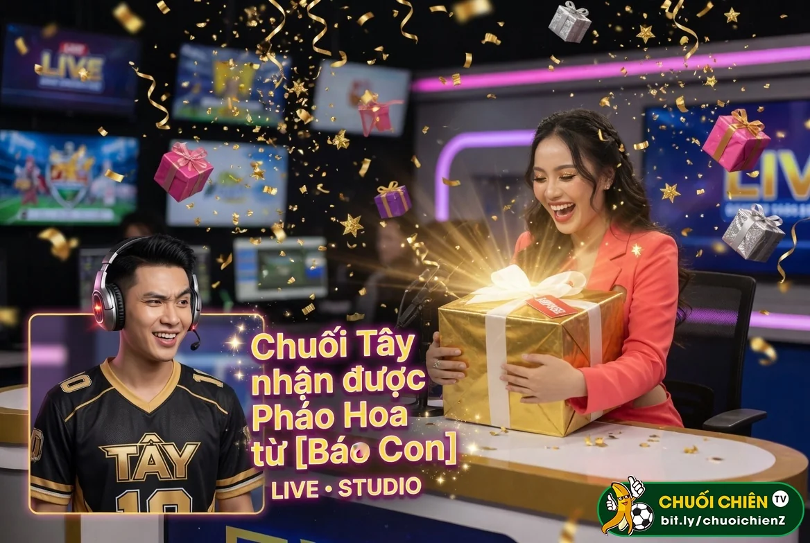 Tặng quà BLV trực tiếp trên Chuối Chiên TV với hiệu ứng full màn hình mãn nhãn